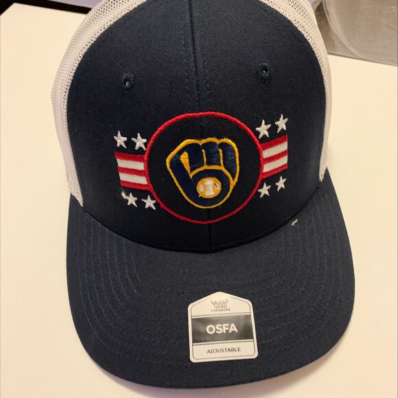 Milwaukee Brewers MLB Navy White Stars Fan Favorite Adjustable Hat - Unisex - Picture 2 of 5